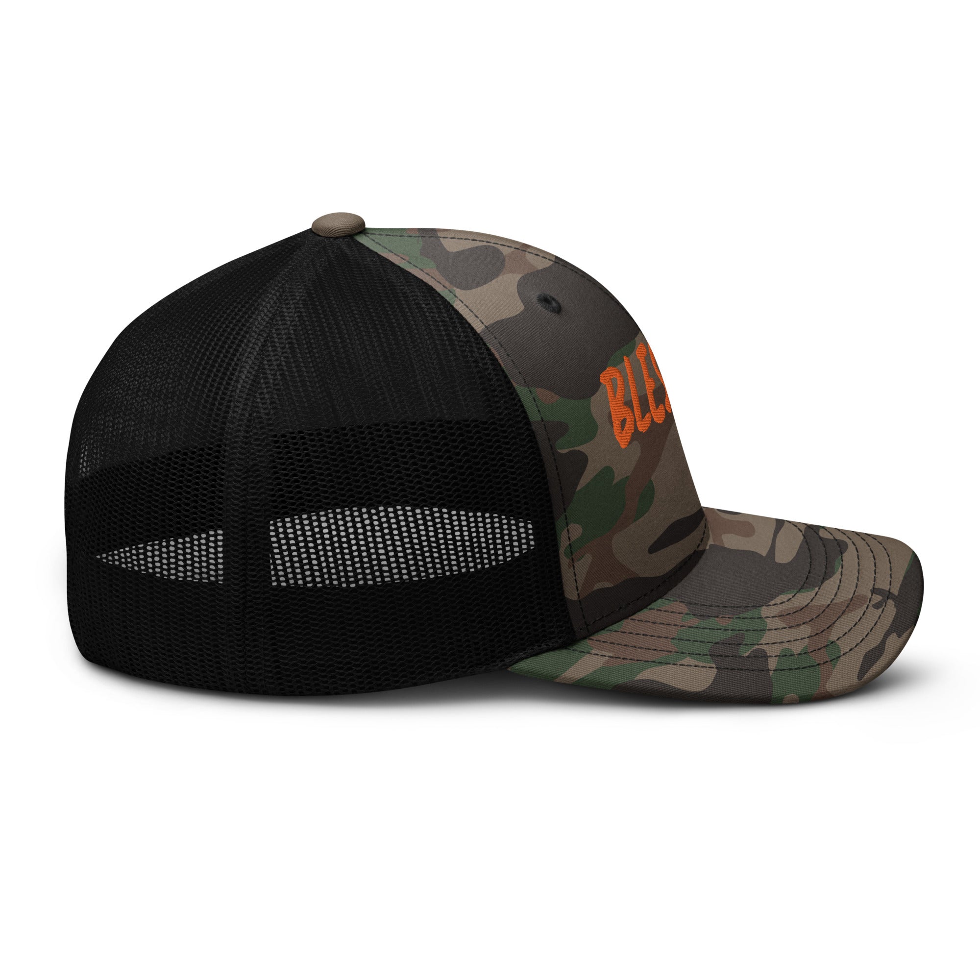 Camouflage Blessed AF trucker hat