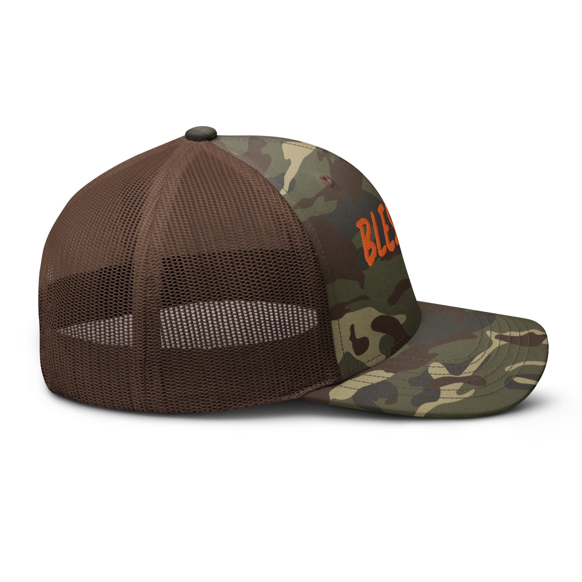 Camouflage Blessed AF trucker hat