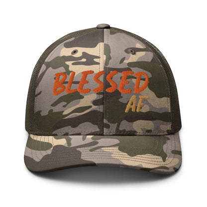 Camouflage Blessed AF trucker hat